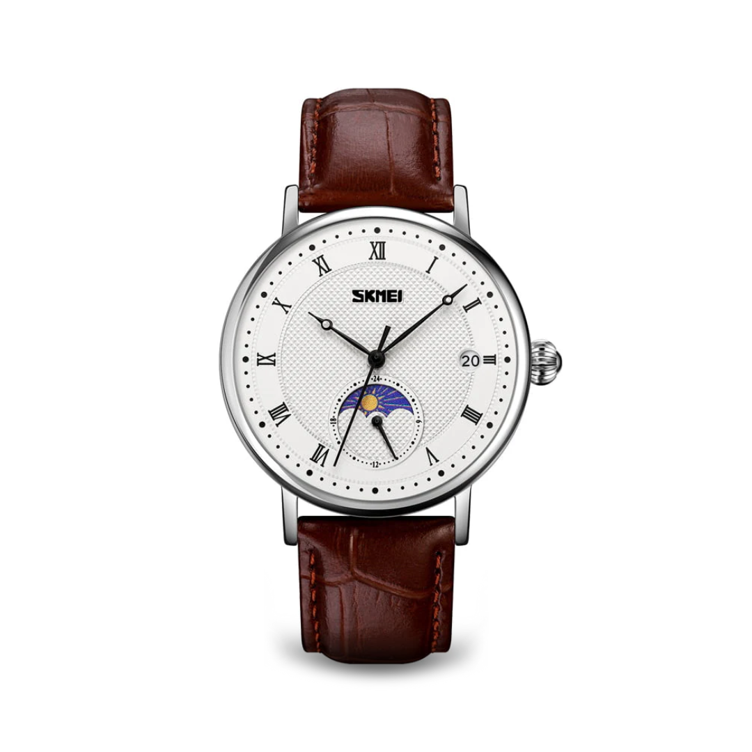 Abraham | Stainless Steel Crystal Moon Phase Watch