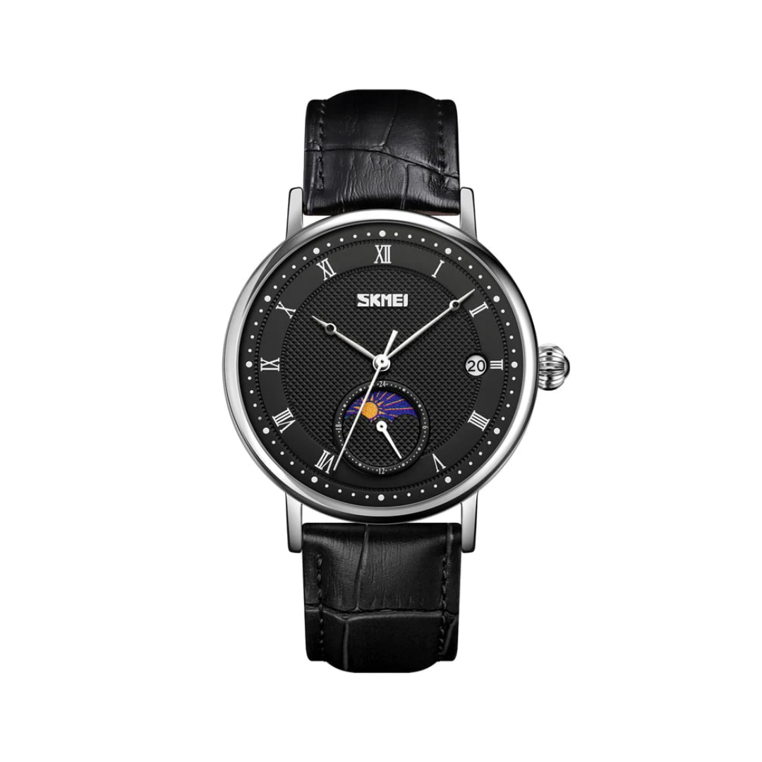 Abraham | Stainless Steel Crystal Moon Phase Watch