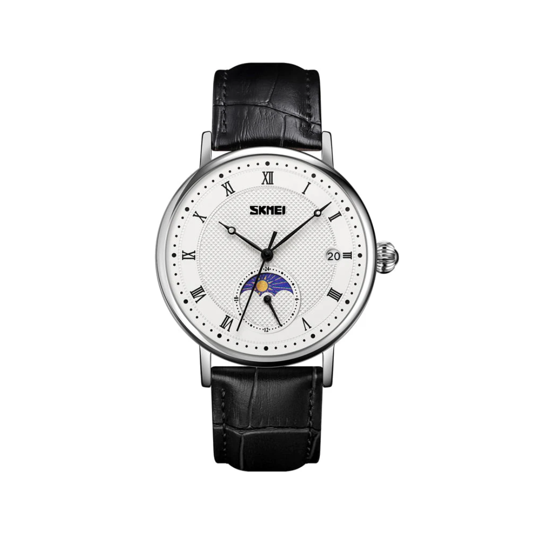 Abraham | Stainless Steel Crystal Moon Phase Watch