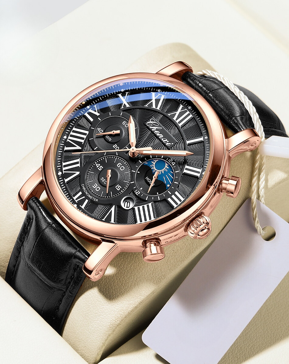 Aaron | Luxury Leather Strap Quartz Watch