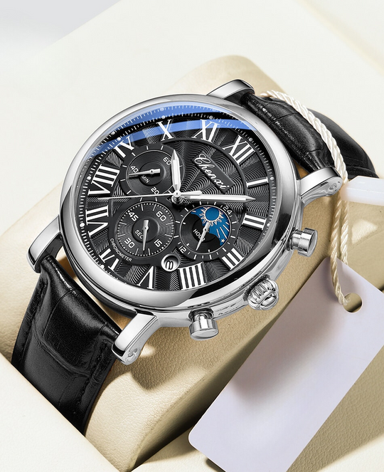 Aaron | Luxury Leather Strap Quartz Watch