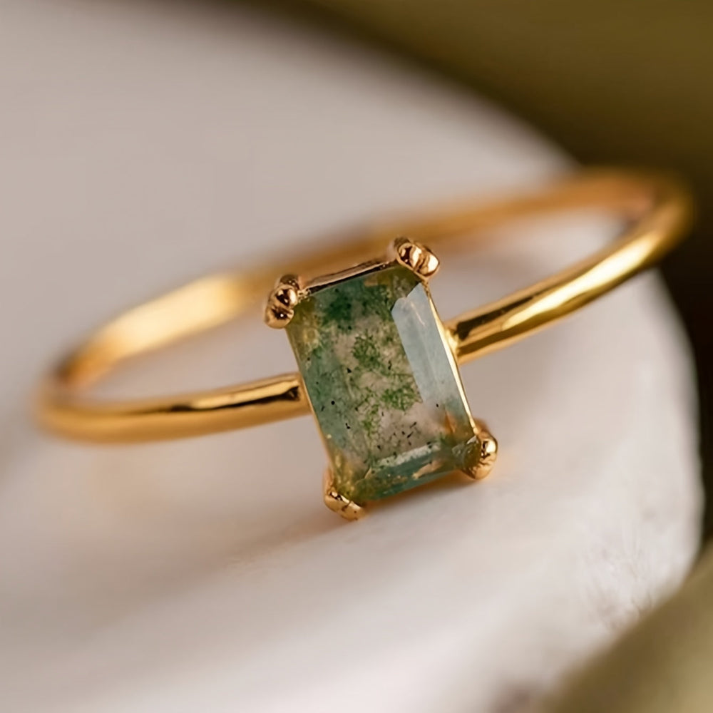 Natürlicher Moosachat Ring