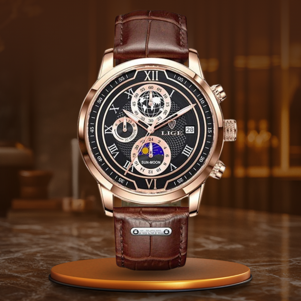 Roman | Premium Leather Band Chronograph Watch