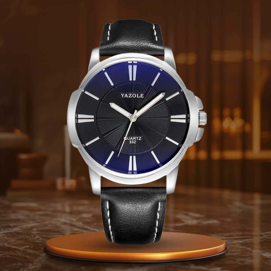 Mason | Luxury Blue Glass Leather Watch