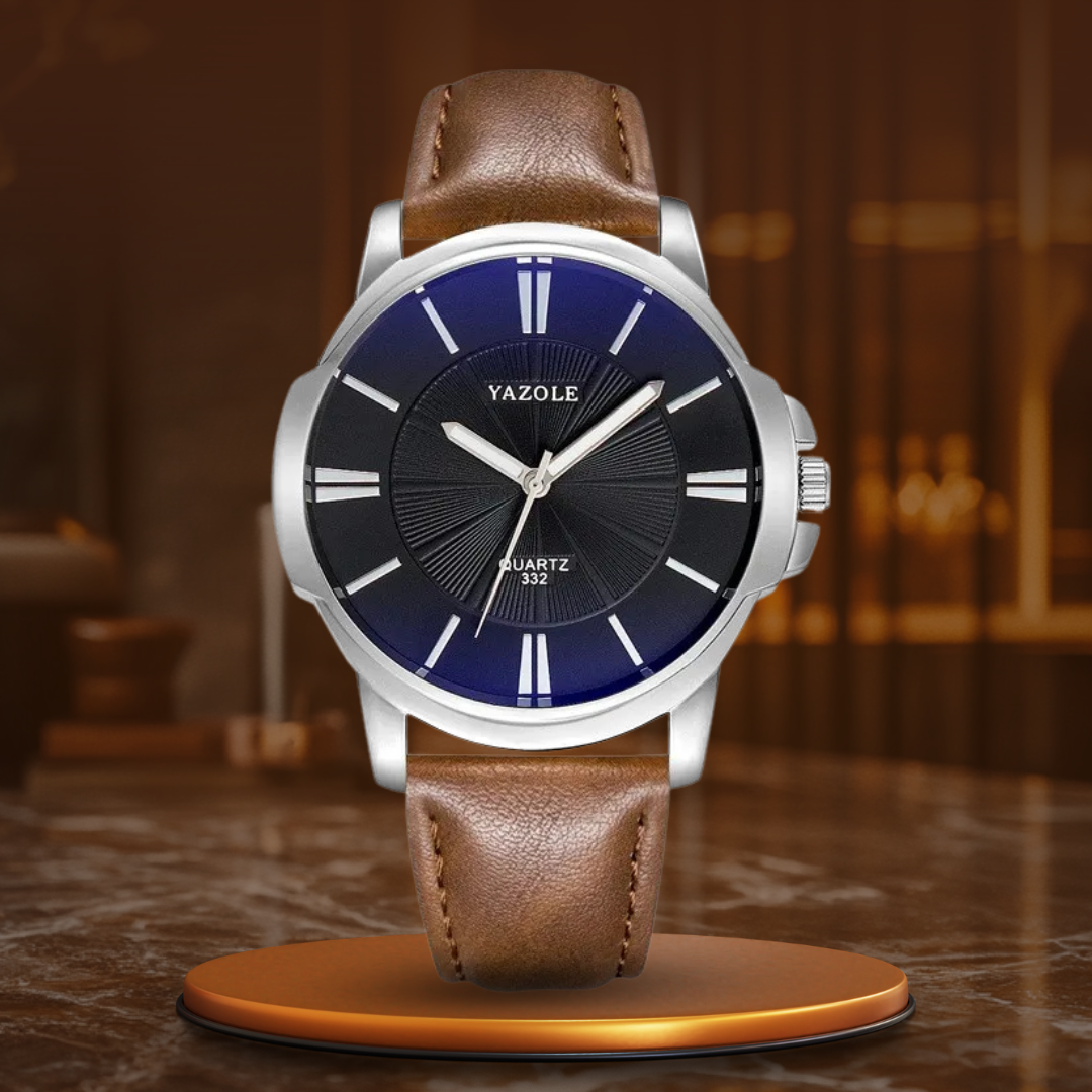 Mason | Luxury Blue Glass Leather Watch