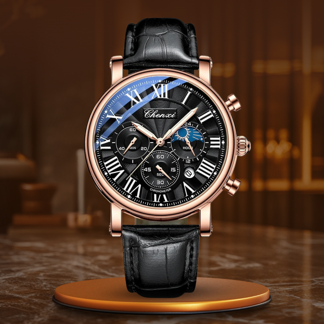 Aaron | Luxury Leather Strap Quartz Watch