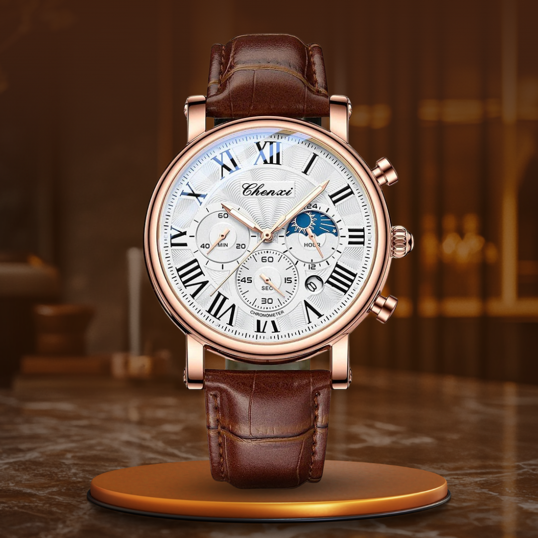 Aaron | Luxury Leather Strap Quartz Watch