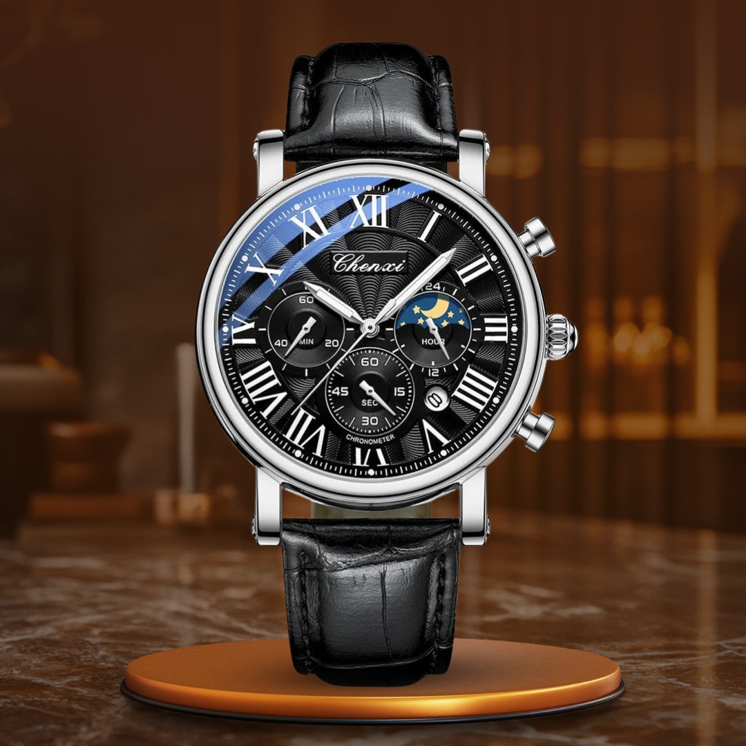 Aaron | Luxury Leather Strap Quartz Watch