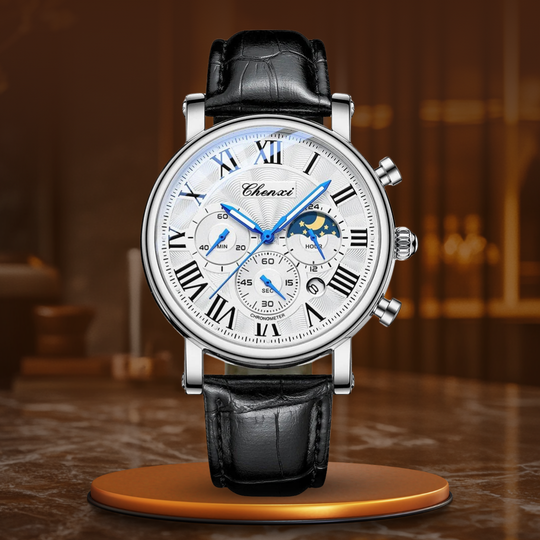 Aaron | Luxury Leather Strap Quartz Watch