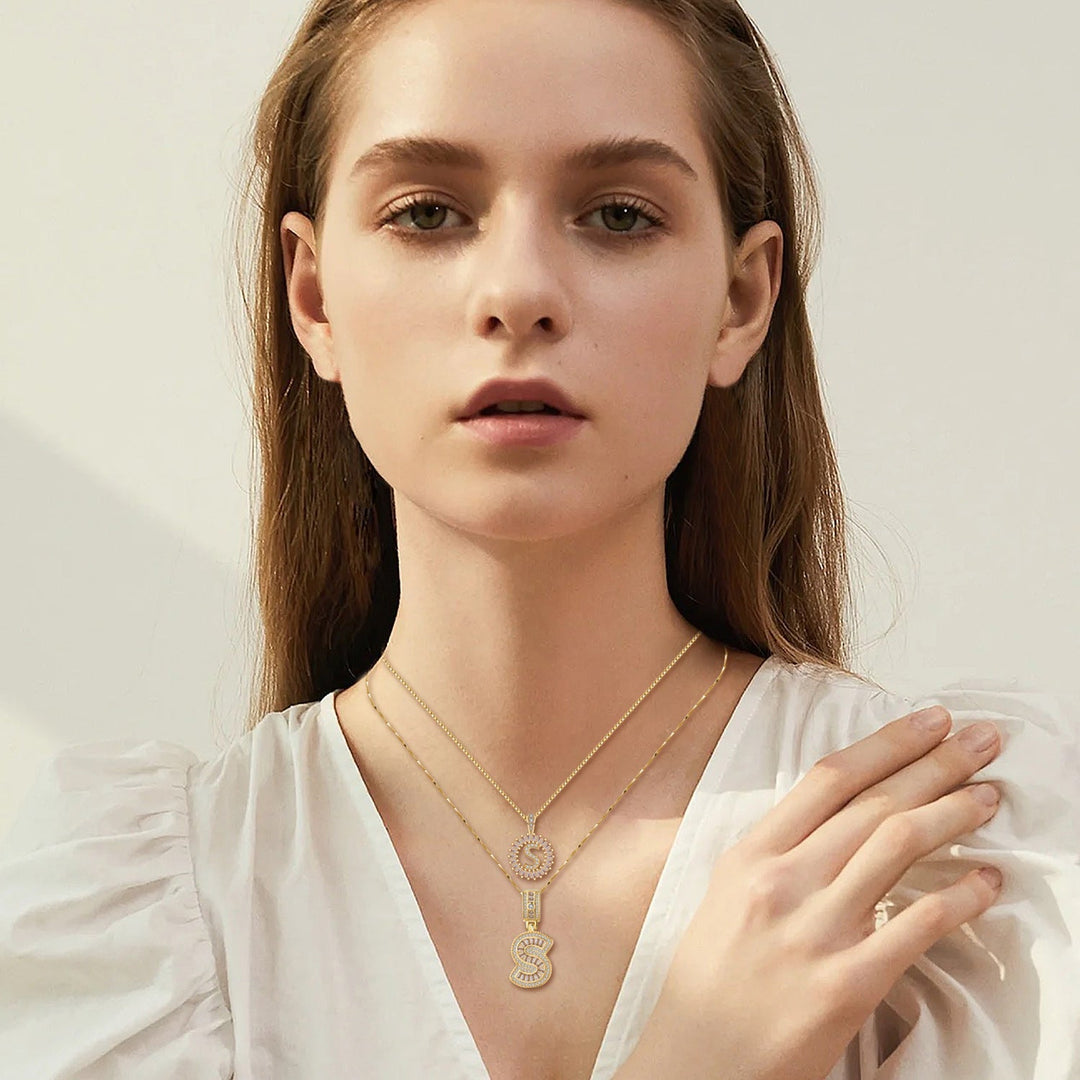 Moissanite-Halskette mit Initialen | Gold
