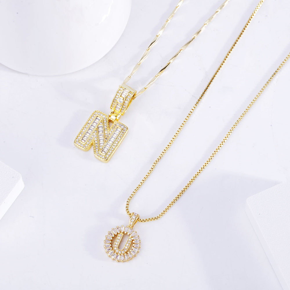 Moissanite-Halskette mit Initialen | Gold
