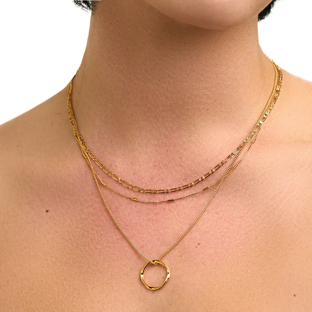 Offene dreireihige Halskette | Gold