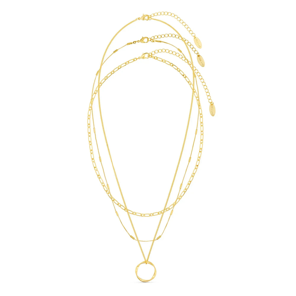 Offene dreireihige Halskette | Gold