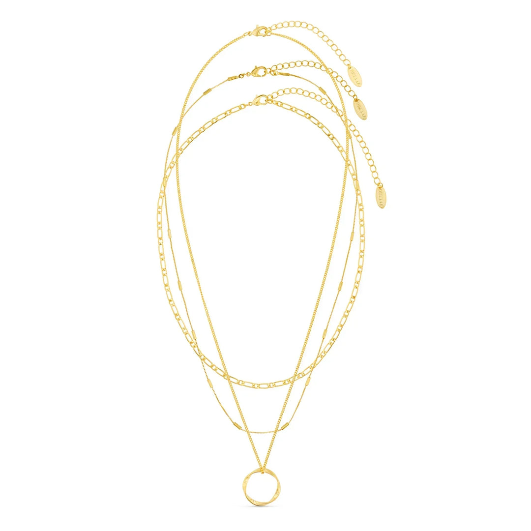 Offene dreireihige Halskette | Gold