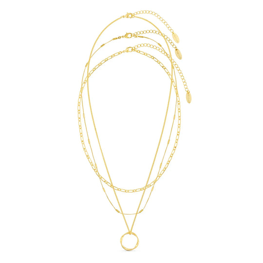 Offene dreireihige Halskette | Gold