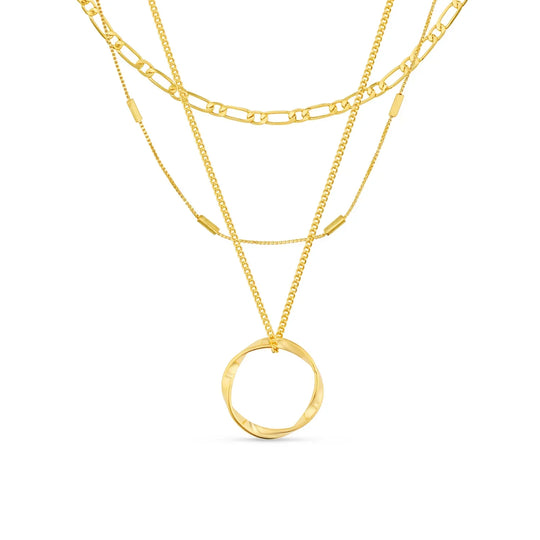 Offene dreireihige Halskette | Gold
