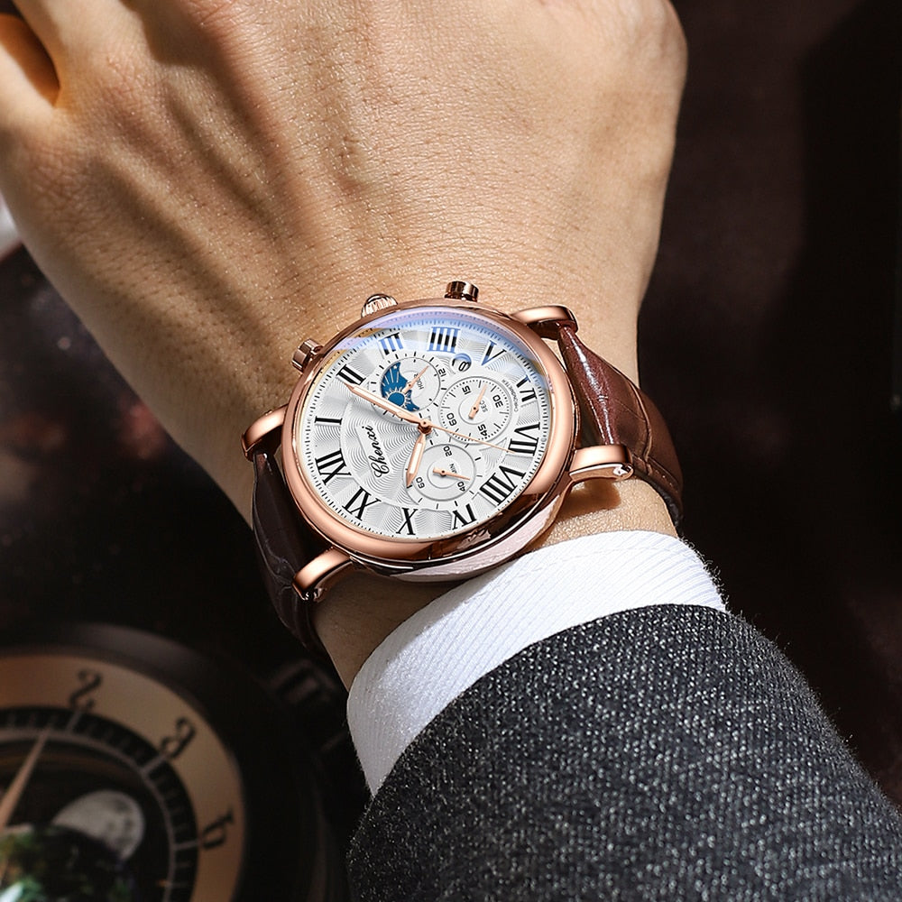 Aaron | Luxury Leather Strap Quartz Watch