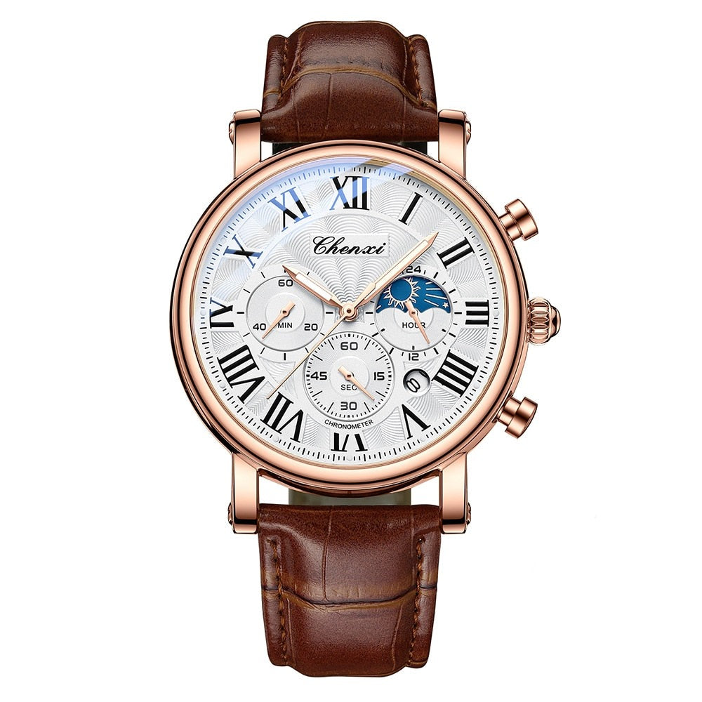 Aaron | Luxury Leather Strap Quartz Watch