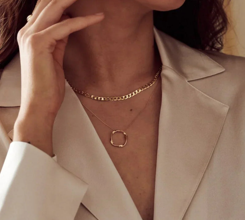Flache Glieder-Kette mit Rand | Gold